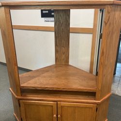 Oak Finish Corner TV Stand
