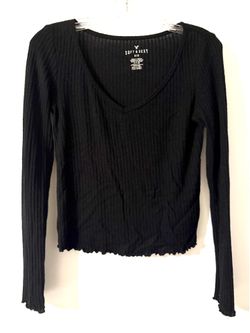 American Eagle Soft & Sexy Rib Black Long Sleeve Top Women’s Small
