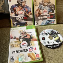 3 X-box 360 & 1 PS2 Video Games-madden