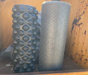 Two Black Textured Foam Rollers
