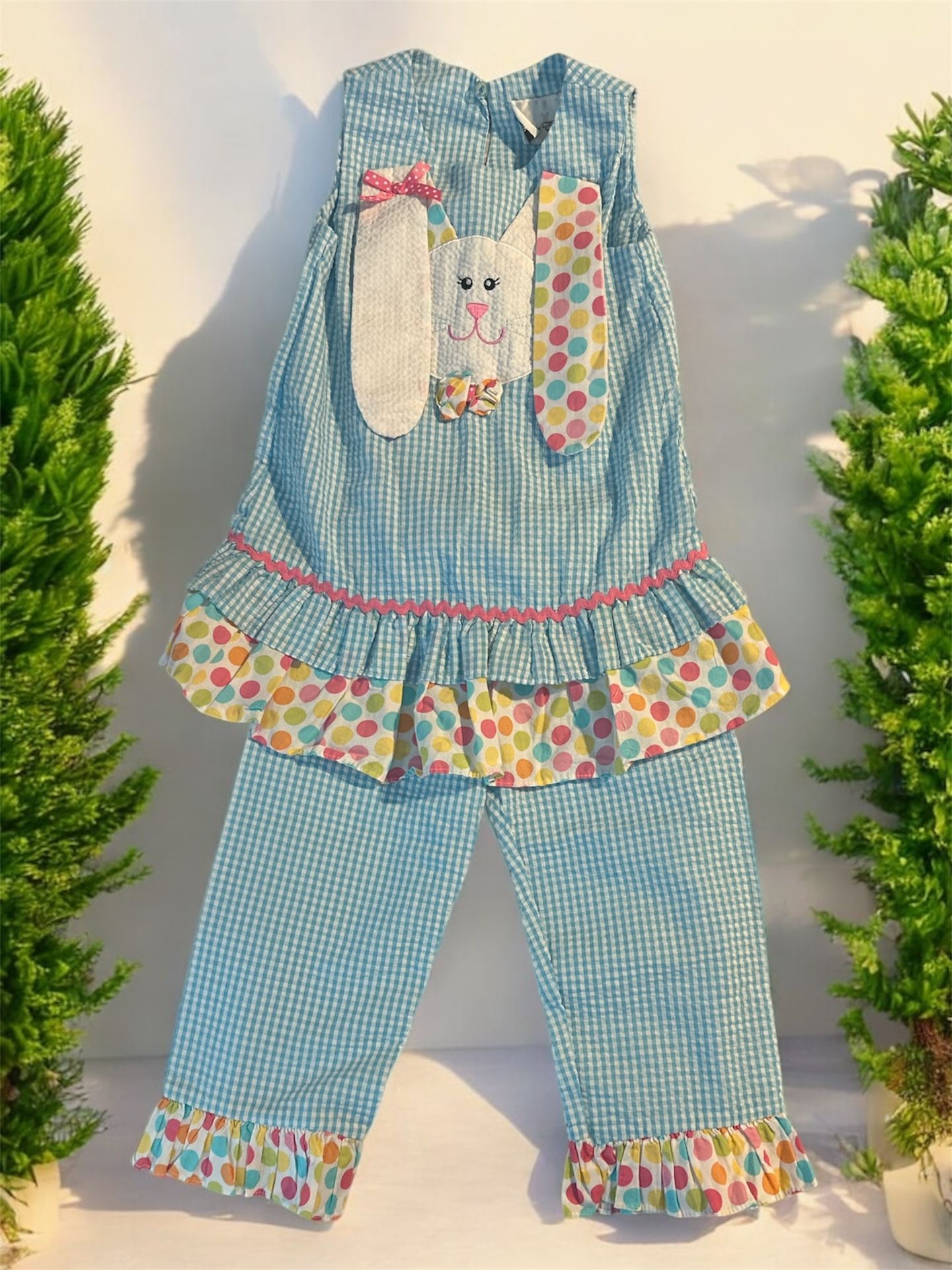 Rare Editions Blue and Multicolor Kids Easter Bunny Matching Set