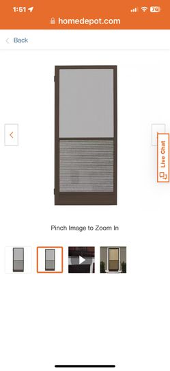 36” X 80” Bronze Riviera Metal Hinged Screen door
