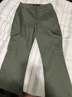 Womens Bluespice Green flared cargo pants