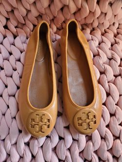 Tory Burch Reva Ballet Flat Women US Size 7 Walnut/Walnut color New