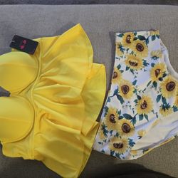 Sunflower High Rise Swimsuit Set Size Large