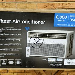 LG 8,000 BTU, 115 Volts, Window Smart Air Conditioner Cools 350 sq. ft. with Remote, WiFi Enabled and Dehumidifier in White