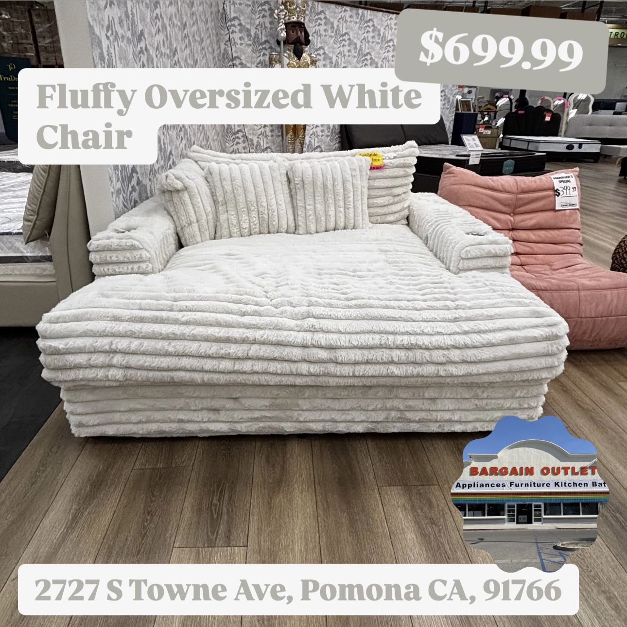 White Fluffy Oversized Chair