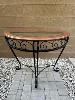 Half Moon Entryway Table w Glass Top