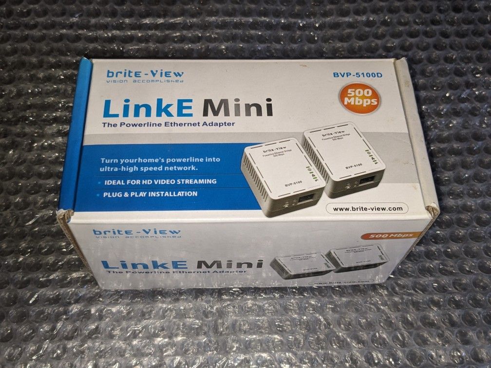 Brite-View LinkE Mini Powerline Ethernet Adapter 500 Mbps BVP-5100D