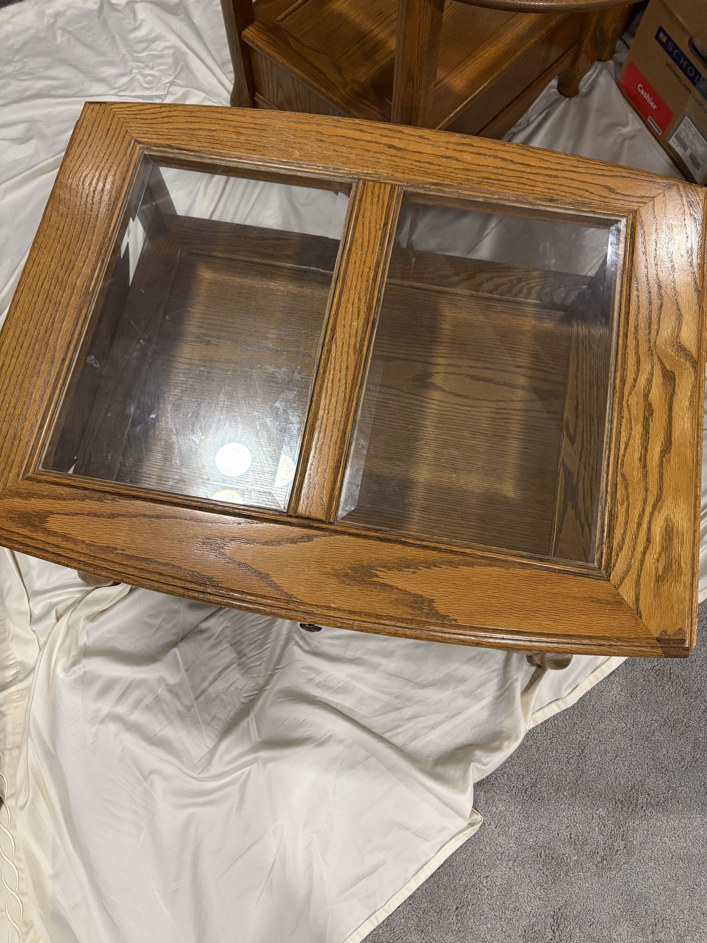 Set Of 3 Glass Top Coffee And End Tables
