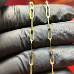 14K YELLOW GOLD PAPER CLIP CHAIN 