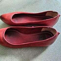 Frye Leather Red Flats Women's Size 6 1/2