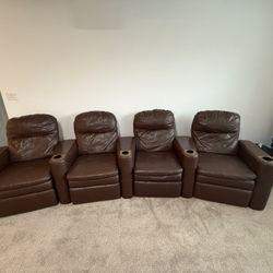 4seat Leather Reclining Media Chairs