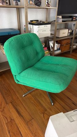 Dvylinge IKEA Green Corduroy Tufted Swivel Lounge Chair