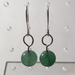 Green Aventurine And Silver Earrings 