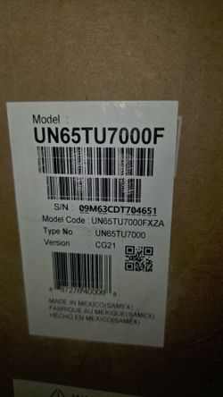 Samsung 65" 4K crystal uhd smart tv