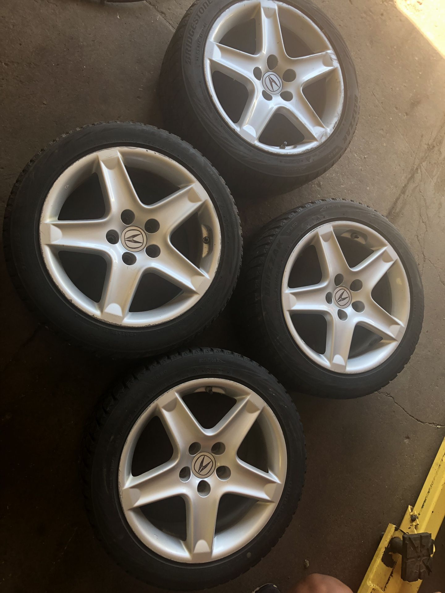 Set of 4 tires and rims for 04 to 08 Acura TL in good shape OBO cash only no trade.