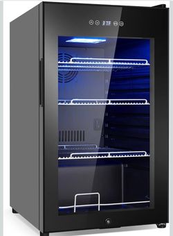 Beverage Refrigerator 15inch Wide - Beverage Cooler with Glass Door