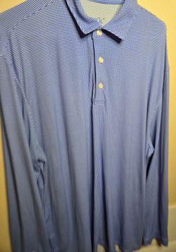 IBKUL Blue Checkered 3 Button Up Polo Sz XL UPF 50 Quick Dry Cool Golf