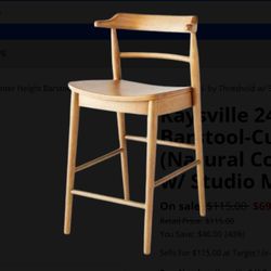 Kaysville 24" Counter Height Barstool-Curved Back Wood- (Natural Color)- by Threshold w/ Studio McGee