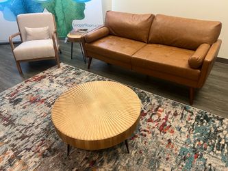 Versatile brown faux leather sofa!