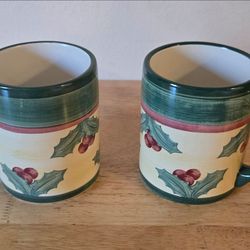 Vintage Villeroy & Boch Holly Coffee Mugs Set of 2 - 3.5 Inch
