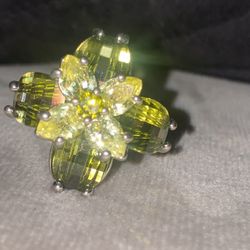 Yellow Quartz Flower Ring