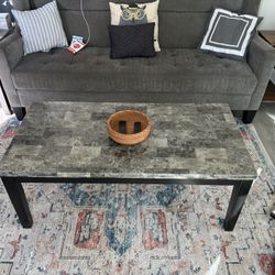 Rectangular Faux Marble Coffee Table + 2 Matching End Tables