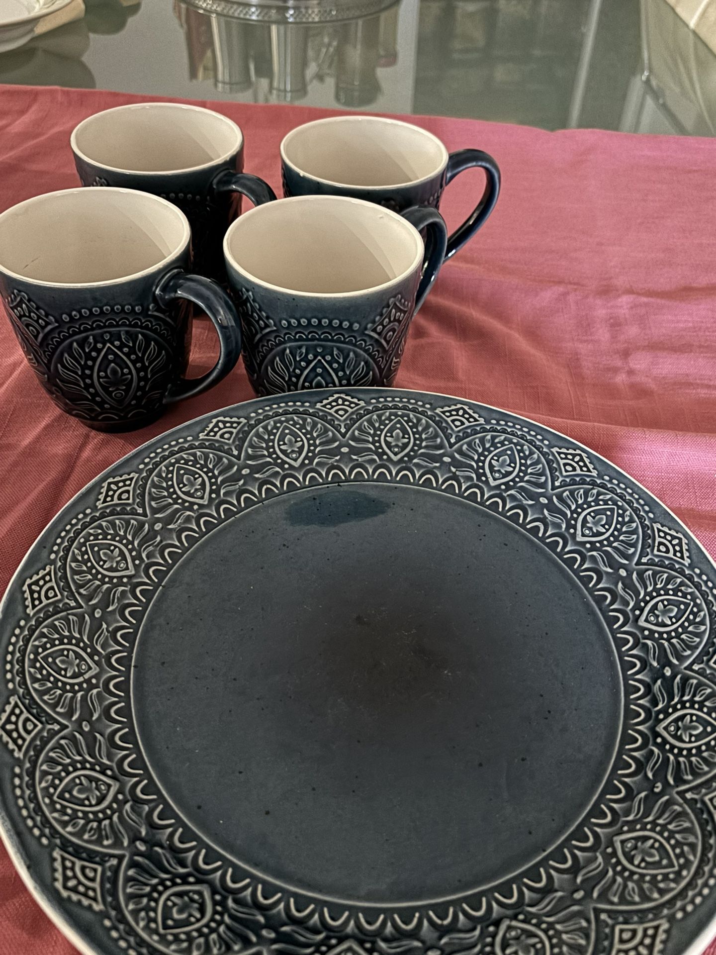 Elama Deepsea Stoneware Replacement Dinner Plates And Mugs