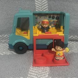 Fisher-Price Little People Musical Toddler Toy Serve It Up Food Truck Vehicle with 2 Figures for Pretend Play Kids Ages 1+ Years