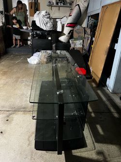 Glass black TV stand