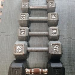 Dumbbell Set (10lb, 15lb, 25lb Pairs) - Great Condition