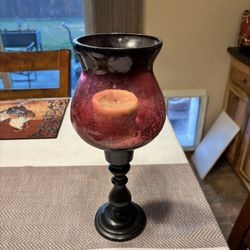 Ruby Red Crackle Glass Candle Globe 