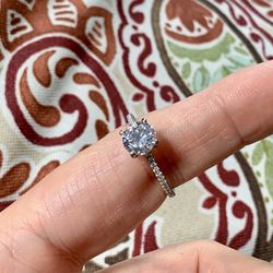 1.5 Ct CZ Engagement Ring In Sterling Silver Size 9 