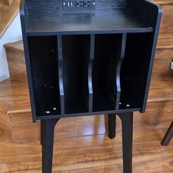 Nightstand End Table Side Table with Storage with Socket, Record Player Cabinet with 4 Cabinet Vinyl