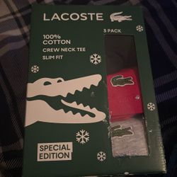 Lacoste 3 Pack Crew Neck Tee Slim Fit Size M