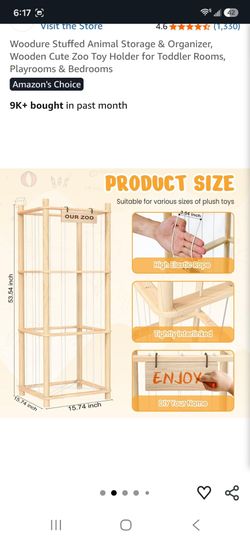 Woodure Wooden Stuffed Animal Storage Organizer