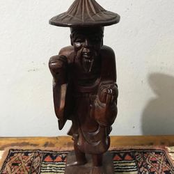 Adorno Escultura Madera Tallada Antigua 