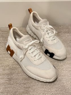 Hermes Men’s White Mesh & Suede Bouncing Sneakers Size 11 US / 44 EU