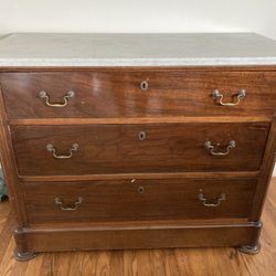 Antique Dresser With Marble Too