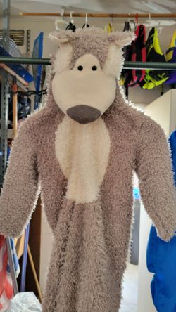 Wolf Costume Jumpsuit For 4-6 Year Old.  Perfect For Cold Days And To Sleep In
