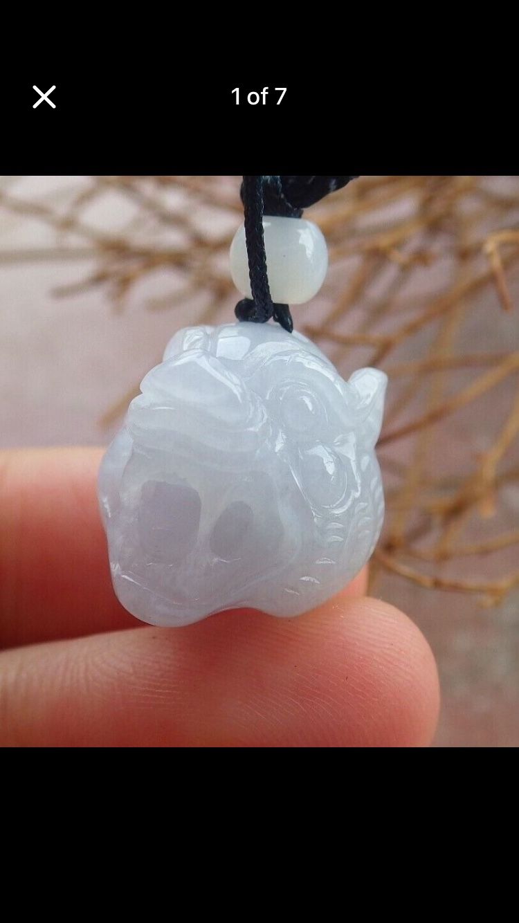 Certificate Jadeite Jade Small Purple white Pendant Zodiac Tiger head