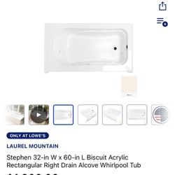 Jacuzzi Tub 60"x 32" Right Drain Biscuit Color