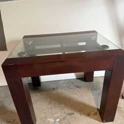 Small Wooden Glass Table 