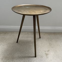 Pottery Barn Euclid Brass Accent Table Tripod Side Table 20" Mid Century Style