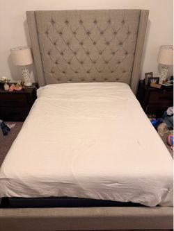 Gray Queen upholstery bed