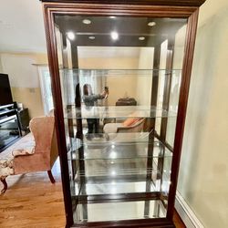 Cabinet - Medium Brown mahogany and glass cabinet - Like New