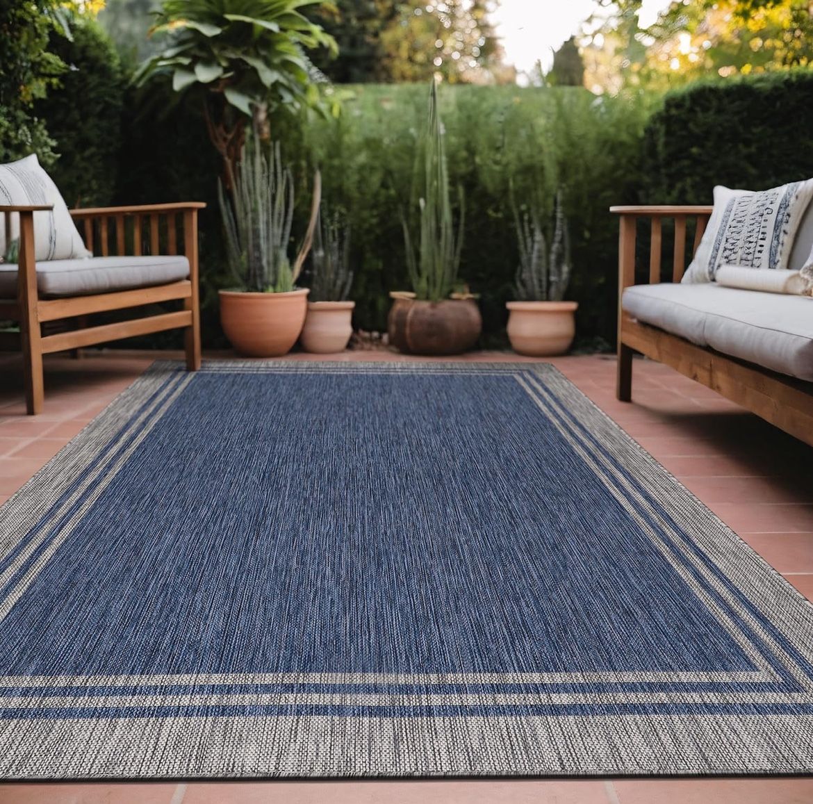 Bordered Outdoor Rug 8x10