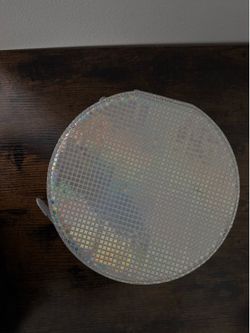 Round Silver Makeup Bag, Zipper Closure, Silver Round Zip Makeup Case