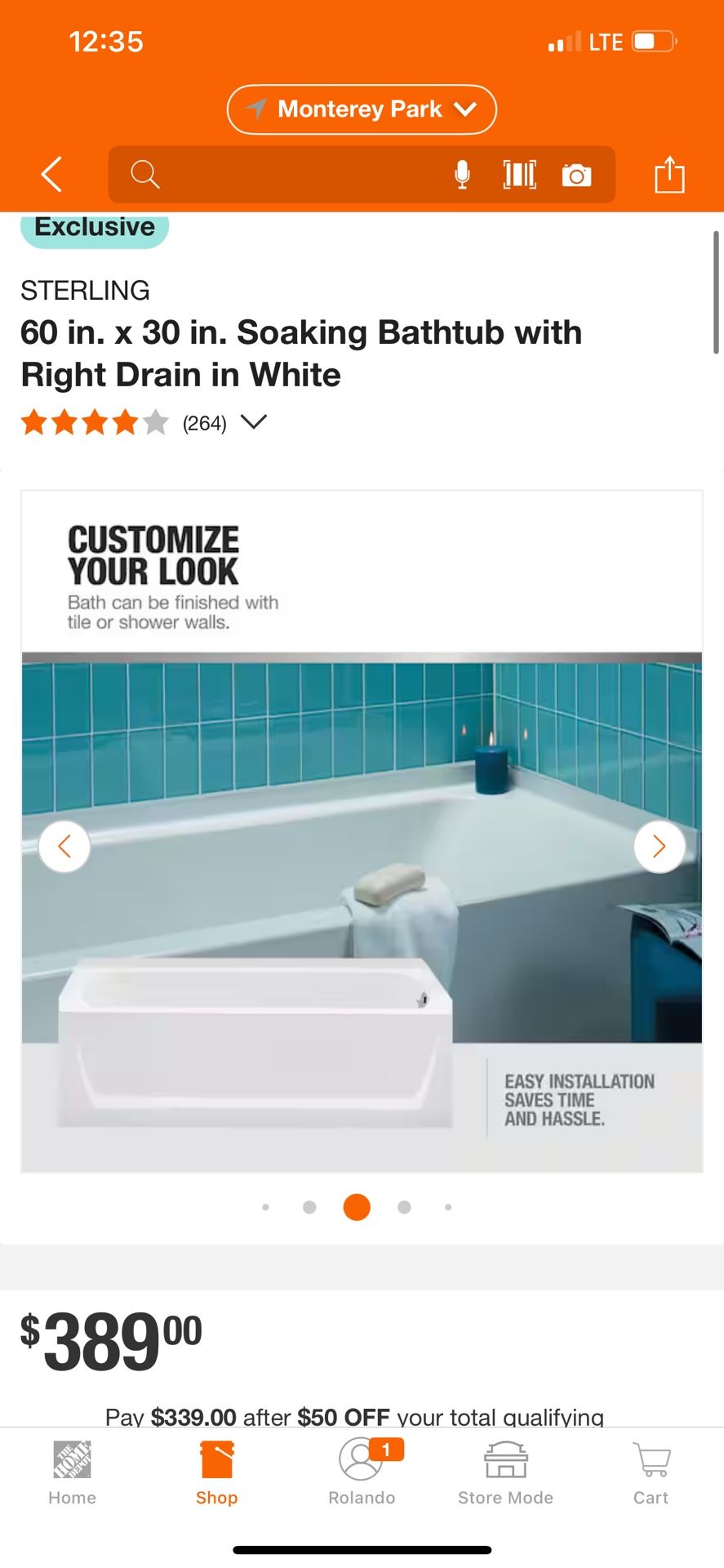 Delta Classic 500 60 in. x 30 in. Soaking Bathtub with Left Drain in High Gloss White